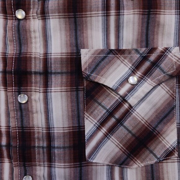 Ely Cattleman Pearl Snap Shirt Women's Large Red Plaid Long Sleeve Button Up - Picture 7 of 12